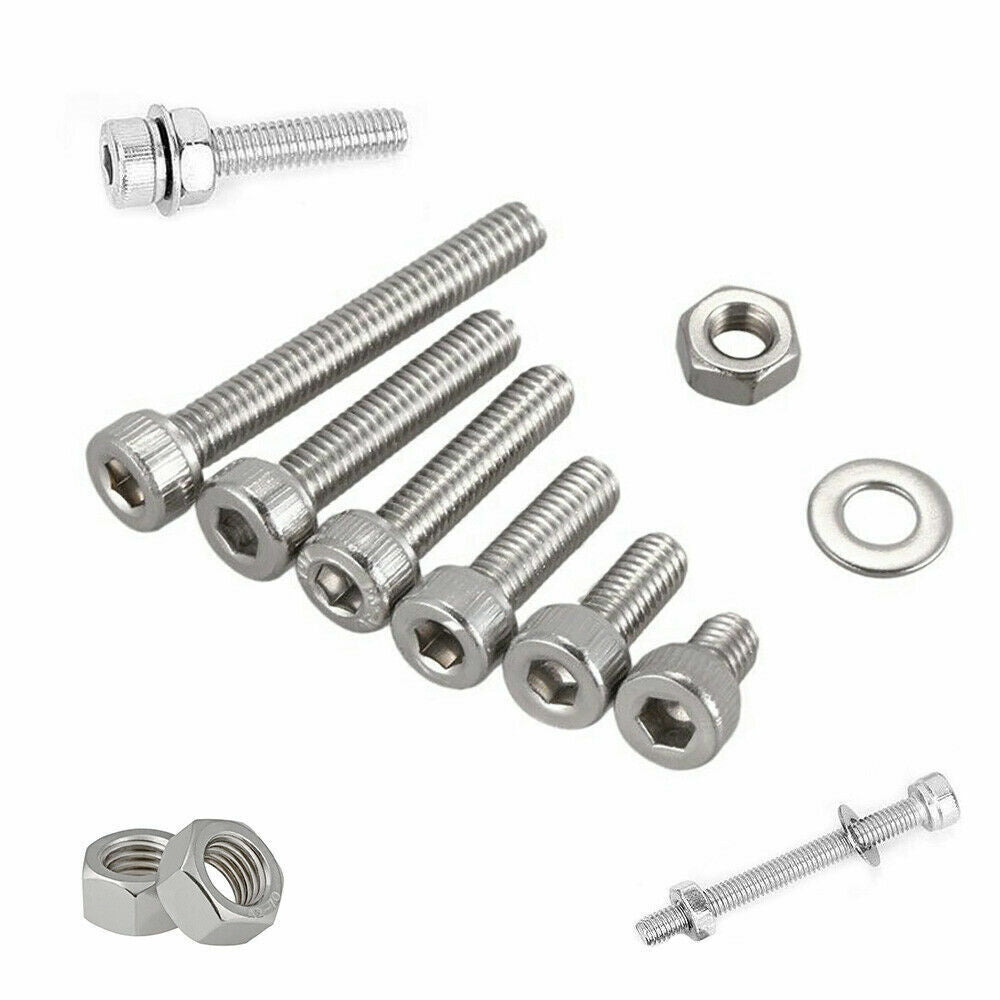 M2/M3/M4 Stainless Steel Bolts Nuts Screws Hex Head Assorted 1080pcs Kit Set