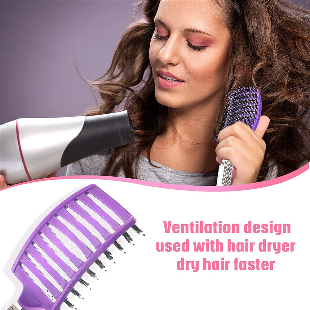 Women Detangling Nylon Bristle Brush Detangle Hairbrush Head Scalp Massage Comb