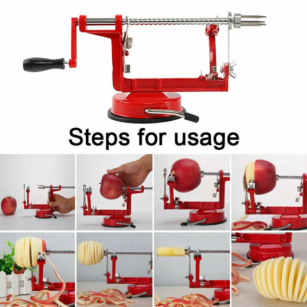 Kitchen Tool Apple Peeler Slinky Machine Fruit Cutter Slicer Corer 3 in 1 Red