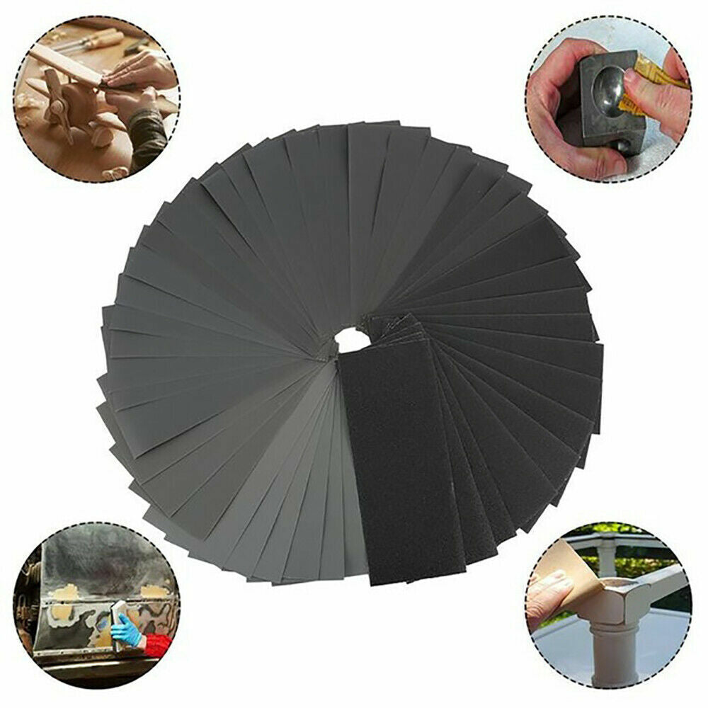 36PCS Sandpaper Mixed Wet And Dry Waterproof 400-3000 Grit Sheets Assorted Wood