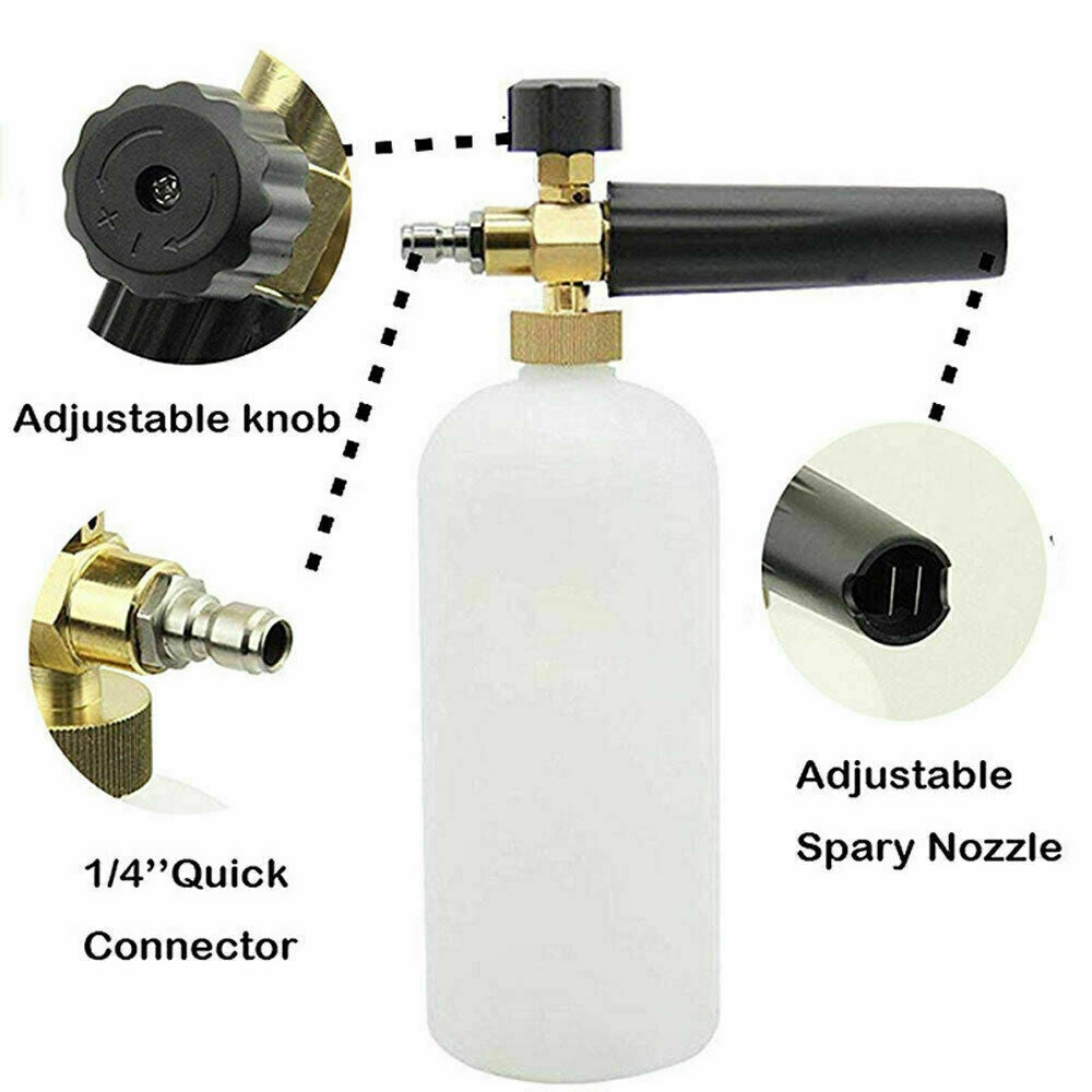 Snow Foam Washer Gun Car Wash Soap Lance Cannon Spray Pressure Jet Bottle Kit