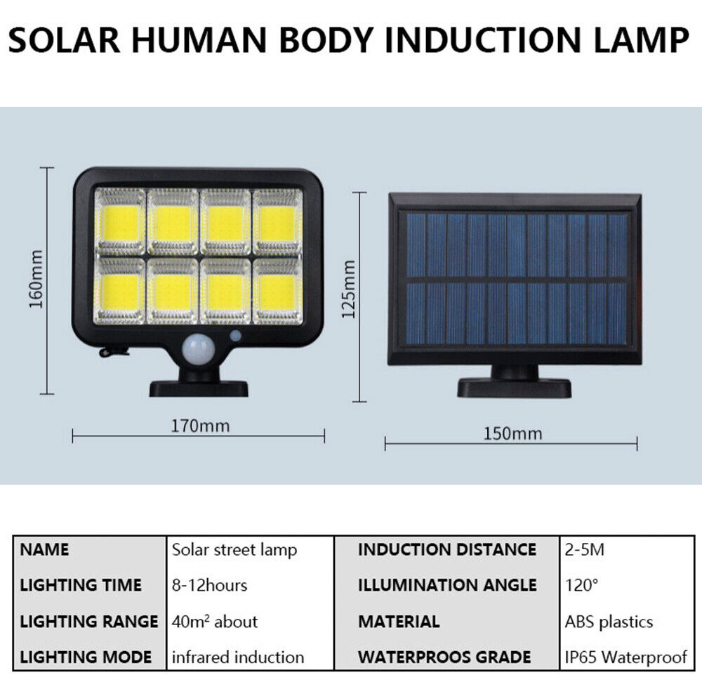 160 Led Solar Sensor Lights Light Motion Detection Security Garden Flood Lamp