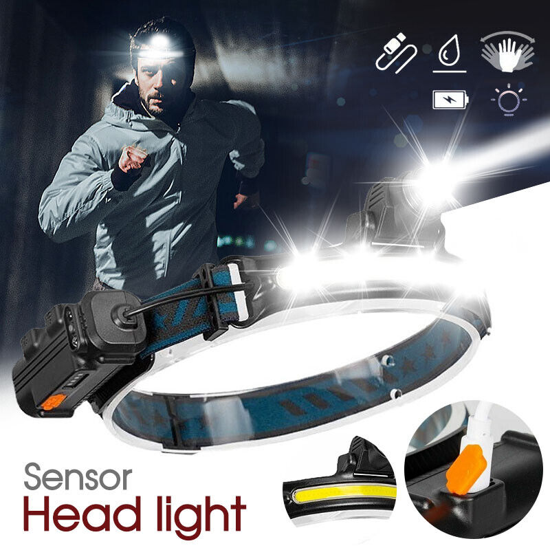 New Headlamp sensor head light Led XPG+COB USB Headlight Waterproof Camping