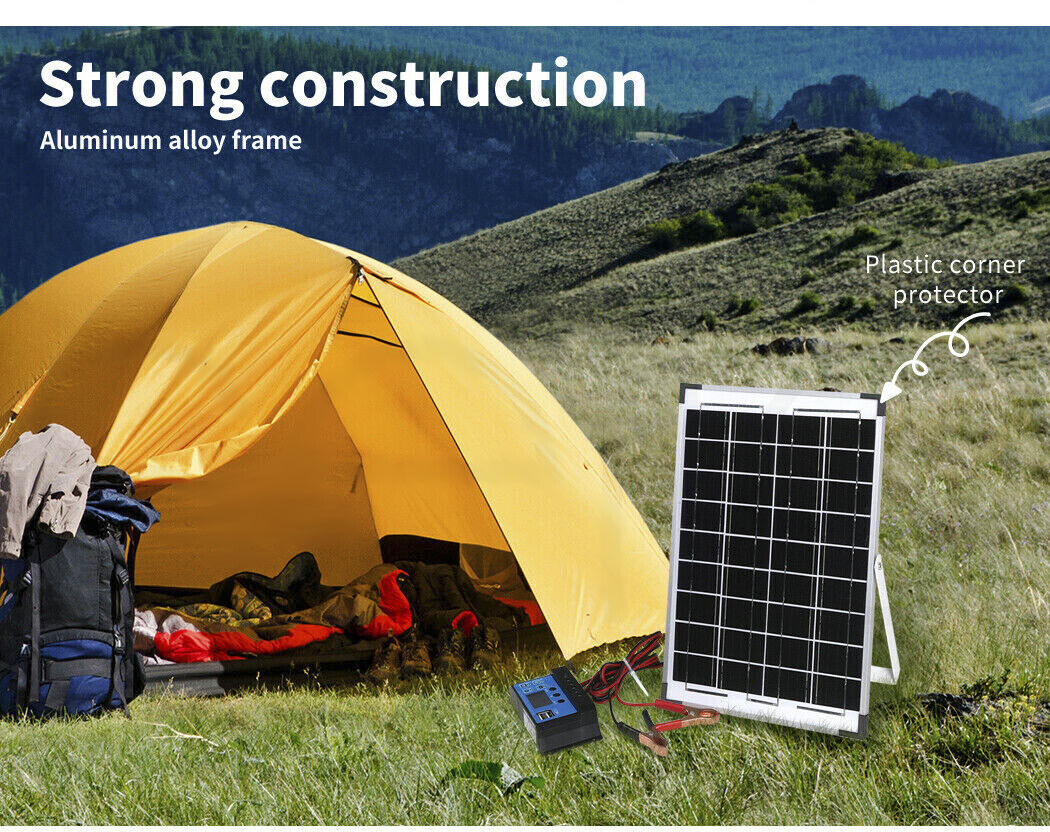 12V 10W Solar Panel Kit MONO Caravan Home Regulator RV Camping Power Charging