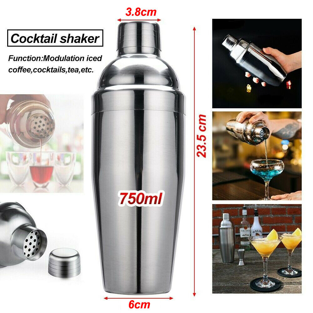 Cocktail Shaker Set Maker Mixer Martini Spirits Bar Strainer Bartender Kit 750ML