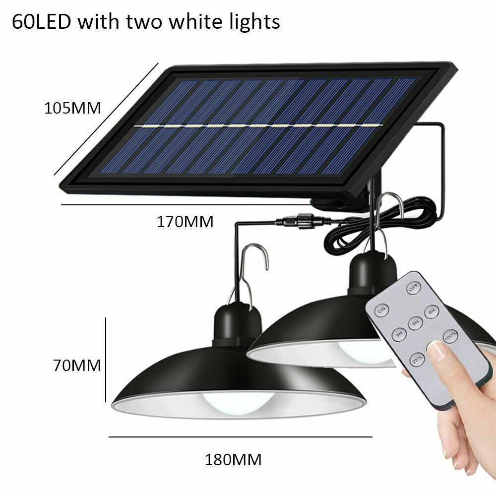 Solar Power Outdoor Garden Hanging LED Lamp Yard Pendant Light W/ Remote Control