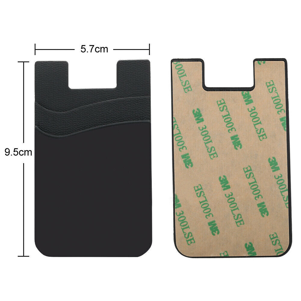 Silicone Mobile Phone Back Double Layers Card Holder Wallet 3M Stick On Adhesive