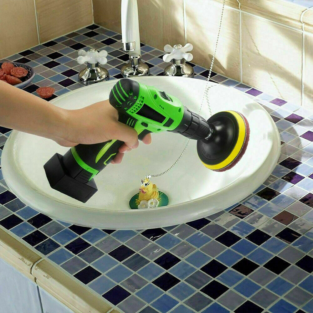 14PC Drill Brush Tub Clean Electric Grout Power Scrubber Cleaning Set Tool Kit