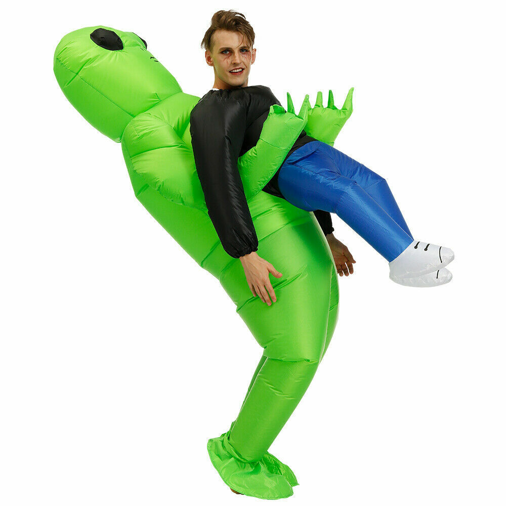 NEW Scary Halloween Green Alien Inflatable Costume Blow Up Suits Party Dress AU
