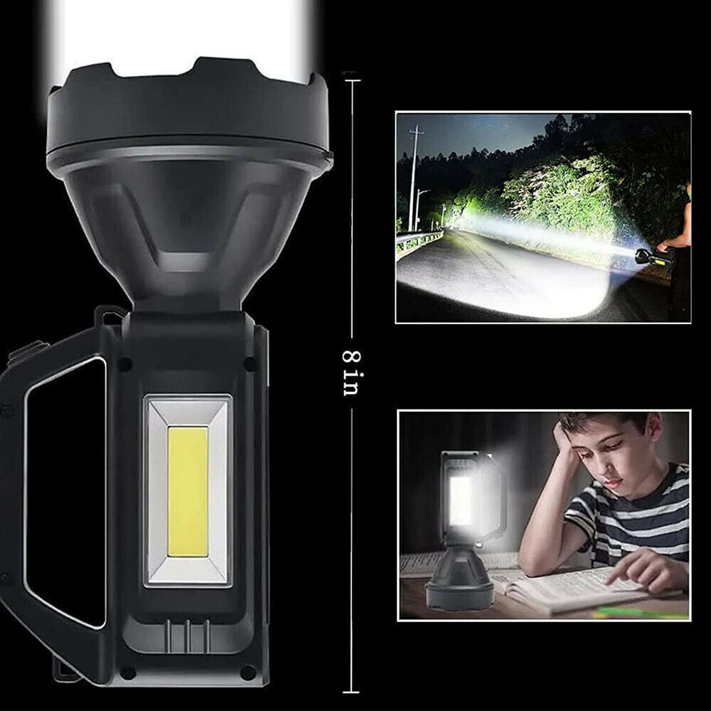 Solar LED Searchlight USB Rechargeable Spotlight Flashlight Torch Power Bank AU