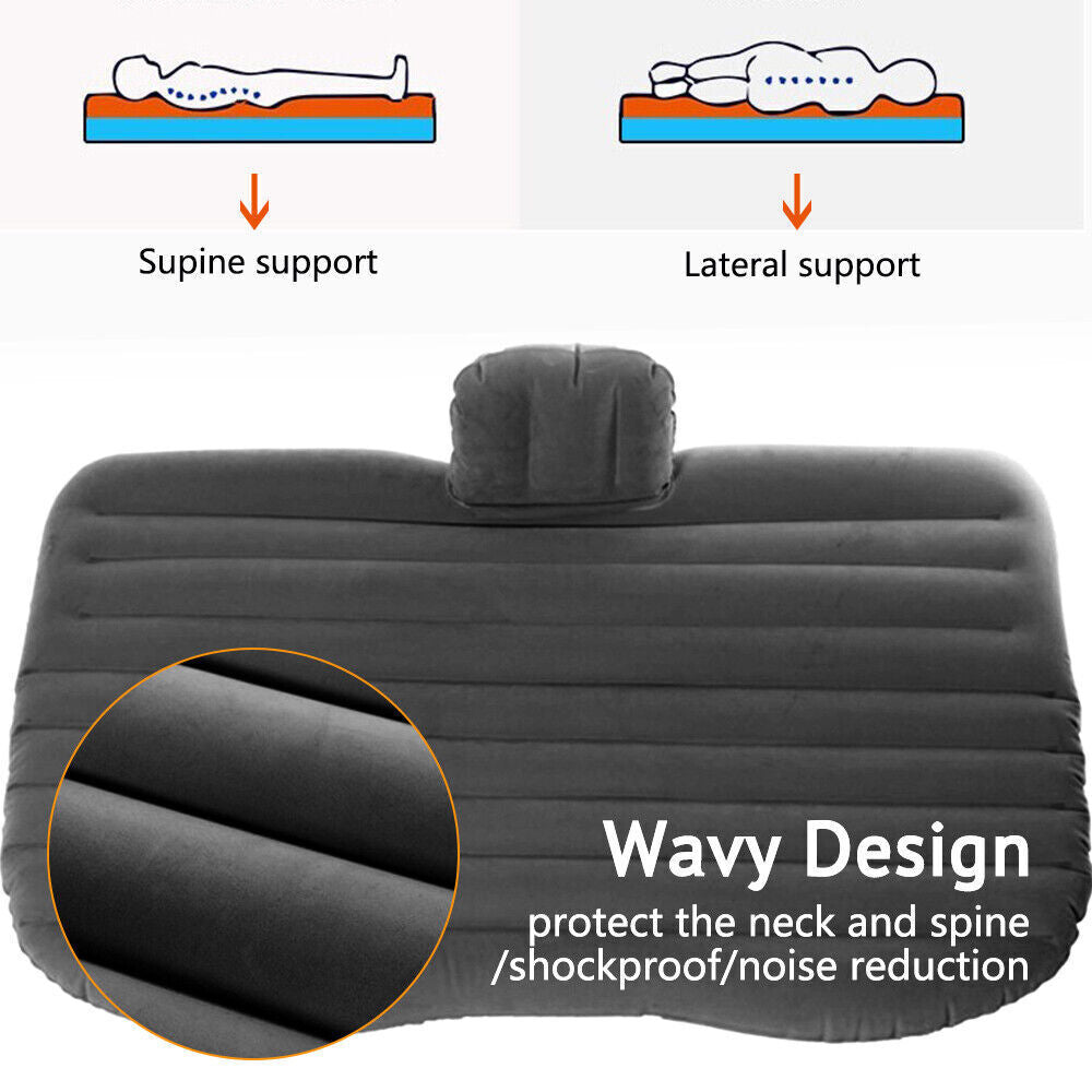 Inflatable Car Back Seat Mattress Portable Travel Camping Soft Rest Air Bed SUV