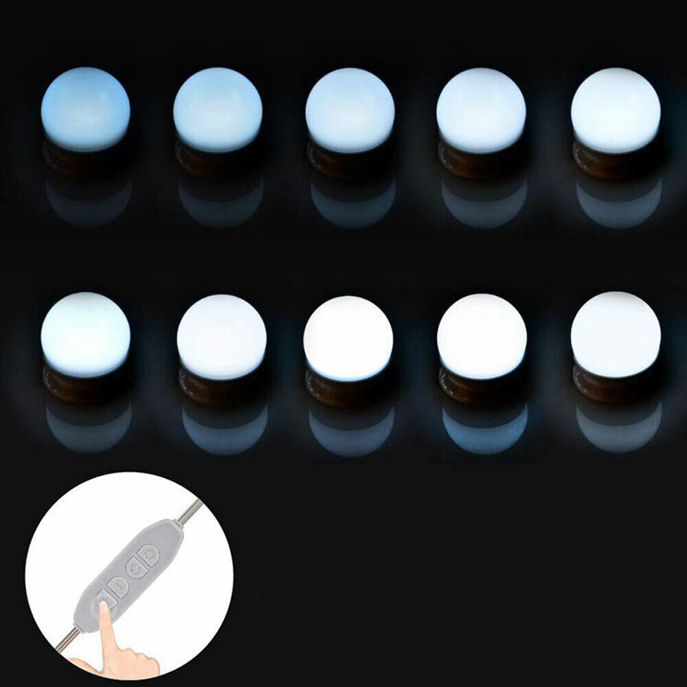 Vanity Light LED Make Up Mirror Lights 10 Bulbs Dimmable Lamp Hollywood Style