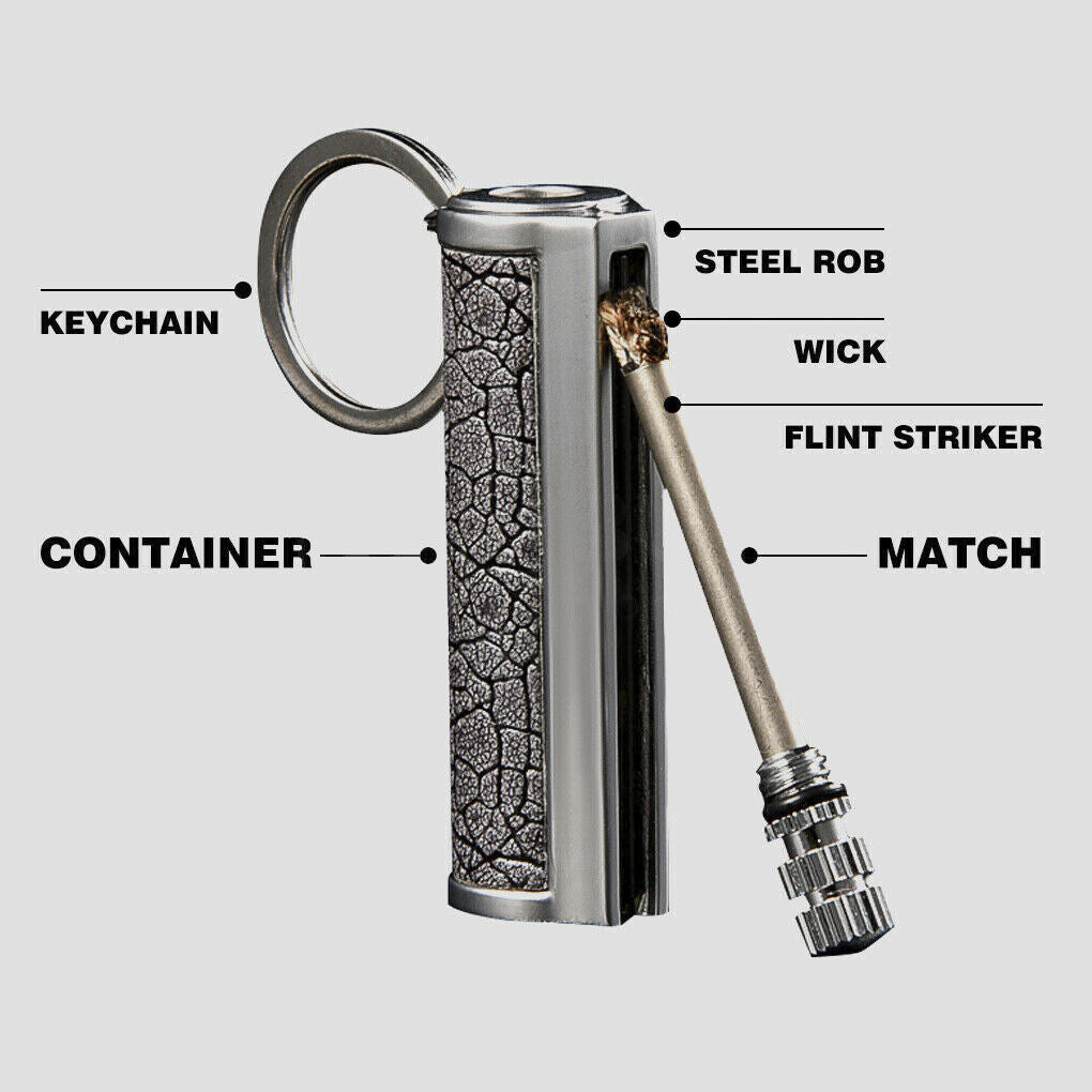 Fire Starter Lighter Waterproof Flint Match Metal Keychain Camping Survival BDA