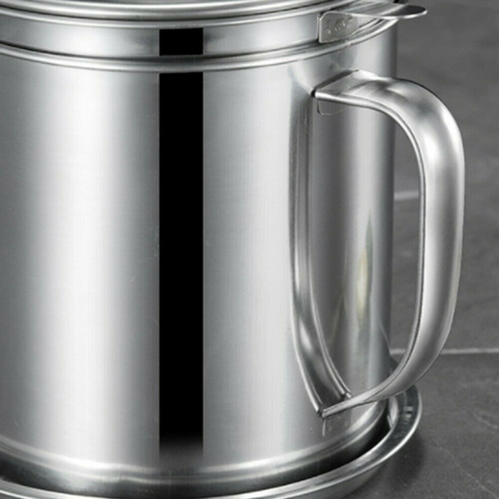 1.8L Stainless Steel Oil Filter Pot Cooking Soup Grease Strainer Separator AU