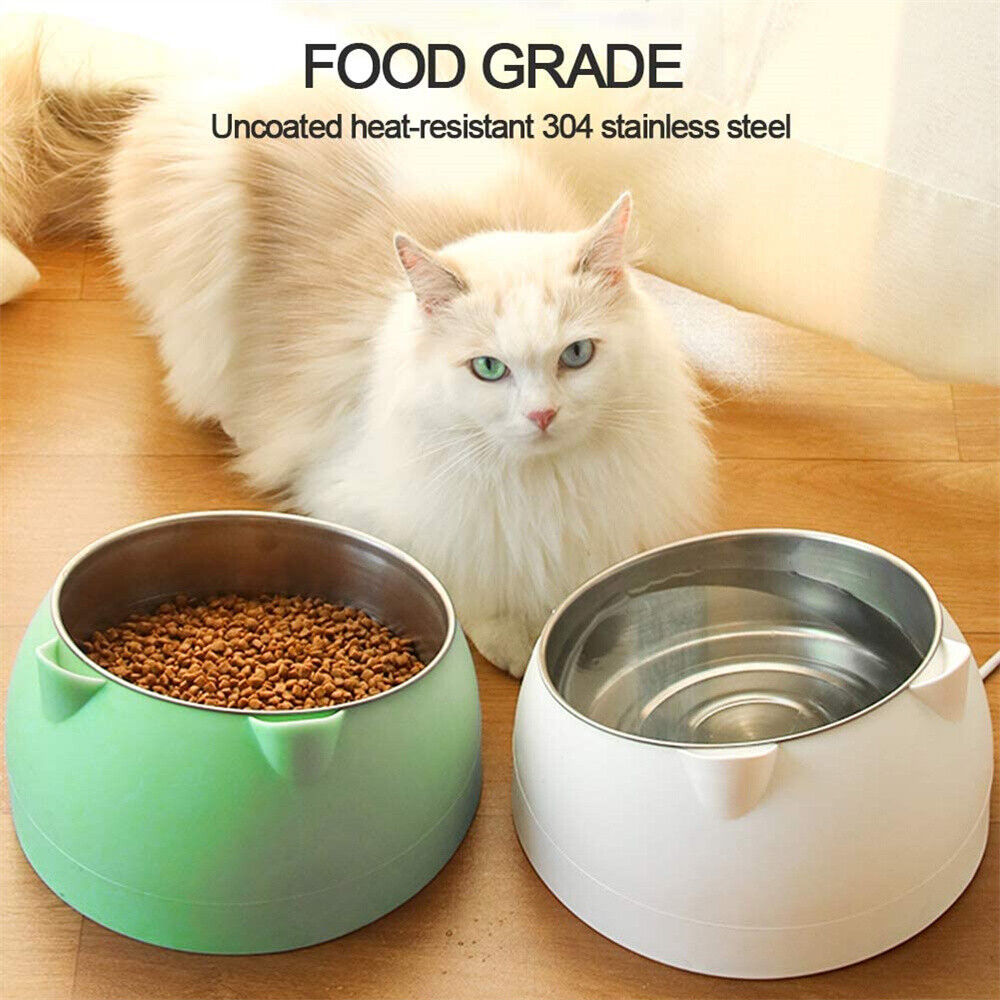 200ml Pet Cat Dog Bowl Stainless Steel Tilted Water Food Feeder No Slip Raised