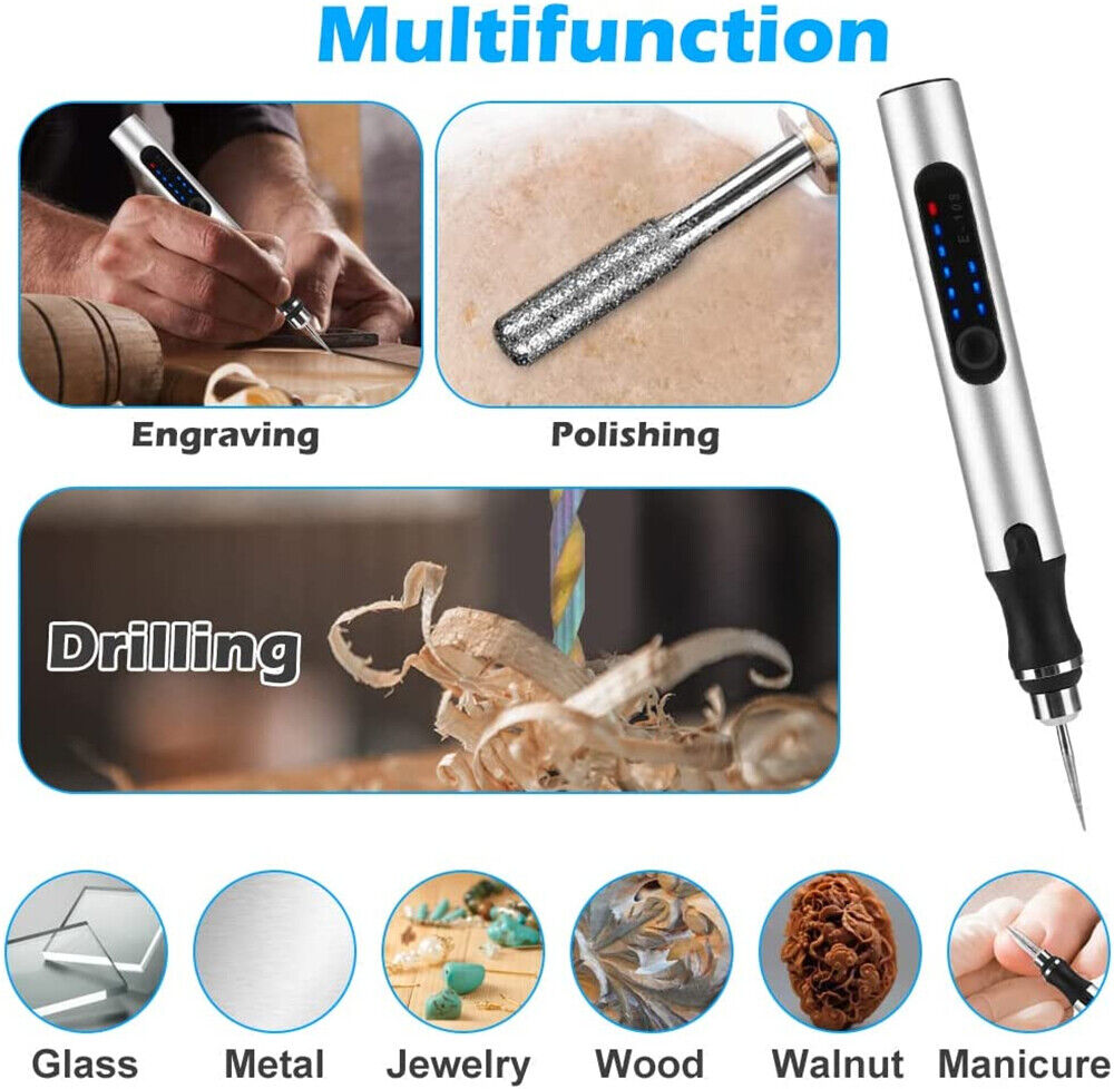 Electric Micro Engraver Pen Tip Engraving Cordless Metal Jewelry Wood Glass Tool