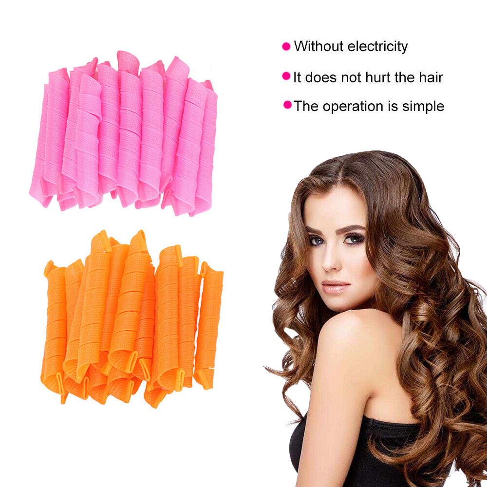 40Pcs 50cm No Heat Hair Curlers Rollers Formers Curl Leverage Spiral Ringlets AU