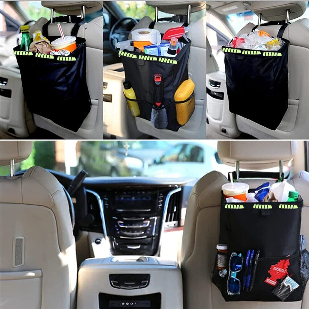 Waterproof Car Trash Can Bin Waste Basket Storage Garbage Seat Organizer Bag Box