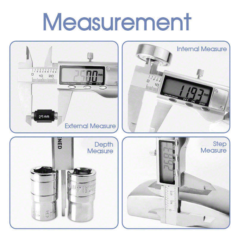 Stainless Steel Electronic Digital LCD Vernier Caliper Micrometer New 200mm 8''