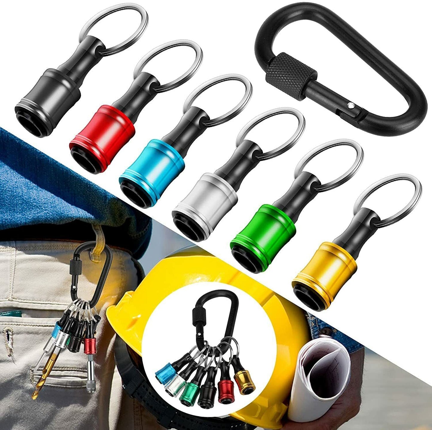 7Pcs Hex Shank Screwdriver Bits Socket Holder Extension Bar Keychain Keyrings AU