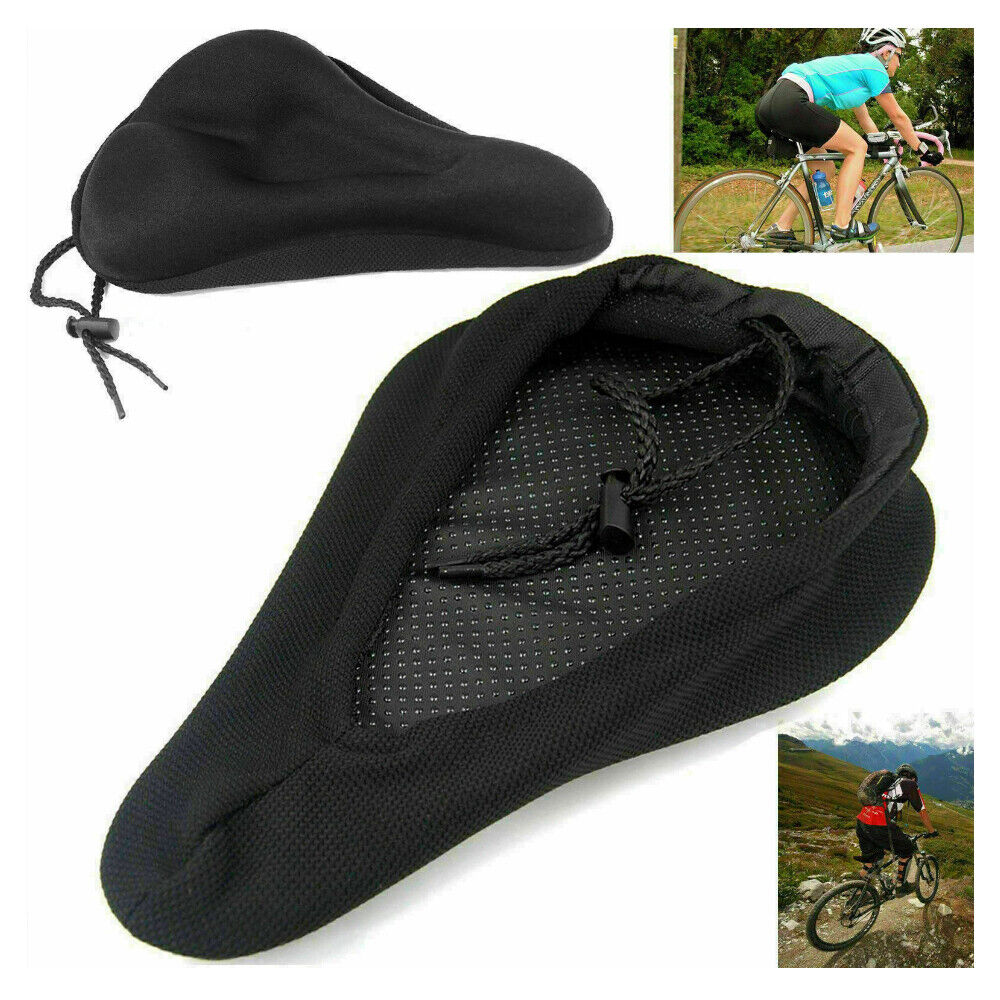 3D Bike Seat Cover Silicone Thick Comfort Gel Cycling Bicycle Saddle Cushion Pad