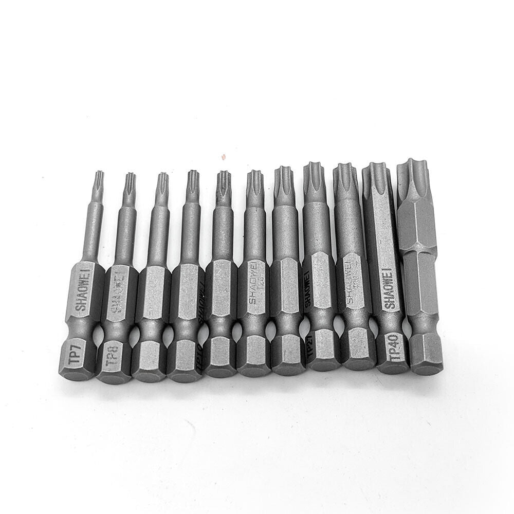 Torx Head Screw Driver Bit Set 11pc Hex Long Shank Impact Power Tamper Proof