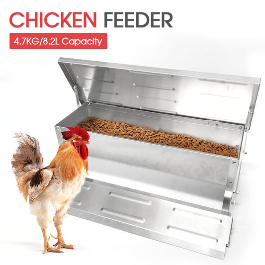 8.2L Automatic Chicken Food Feeder Treadle Self Opening Feed Galvanized AUStock