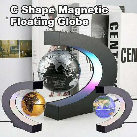 C Shape LED World Map Decoration Magnetic Levitation Floating Globe Light AU