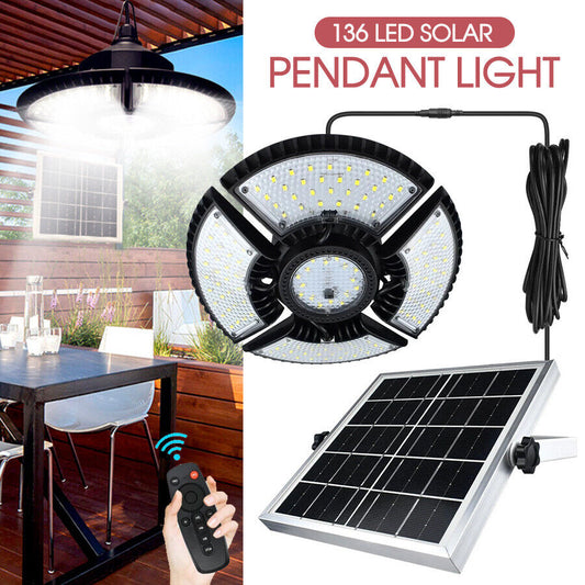 136 LED Solar Light Indoor Outdoor Hanging Pendant Garden Yard Tent Shed Lamp AU