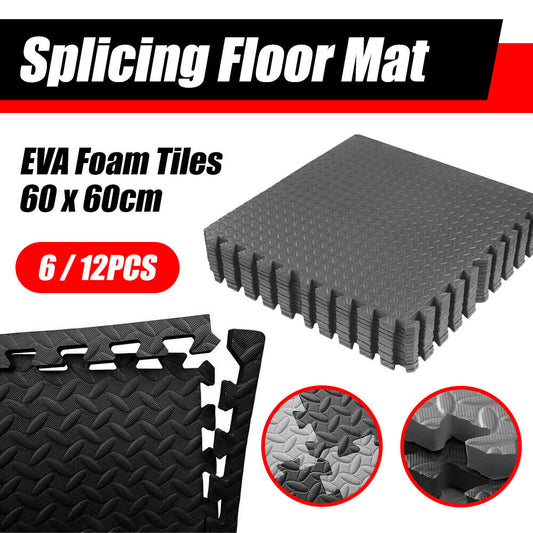 6/12x Interlocking Heavy Duty EVA Foam Gym Flooring Mat Floor Mats Tiles 60x60cm