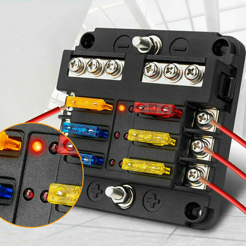 23PC 6 Way Blade Fuse Box Block Holder Indicator LED Light 12V/32V Car Marine AU