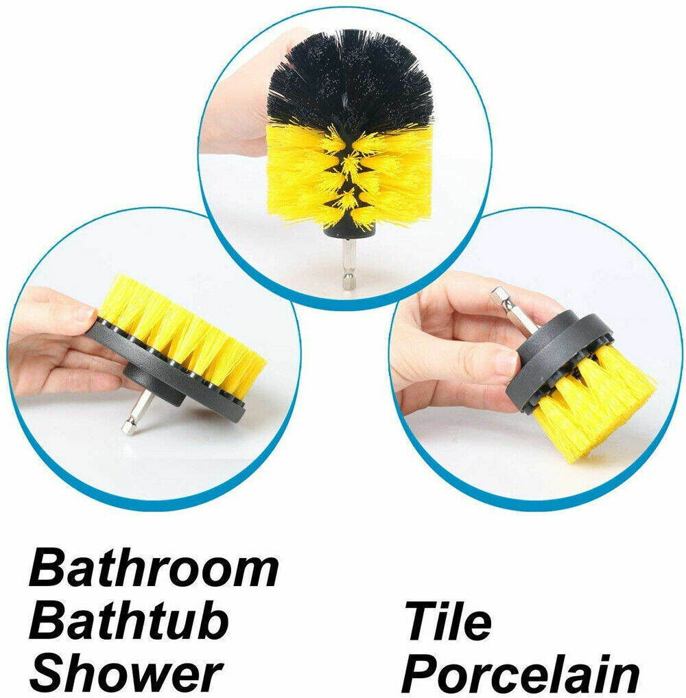 AU Grout Power Scrubber Cleaning Drill Brush Tub Cleaner Combo Tool Kit Yellow