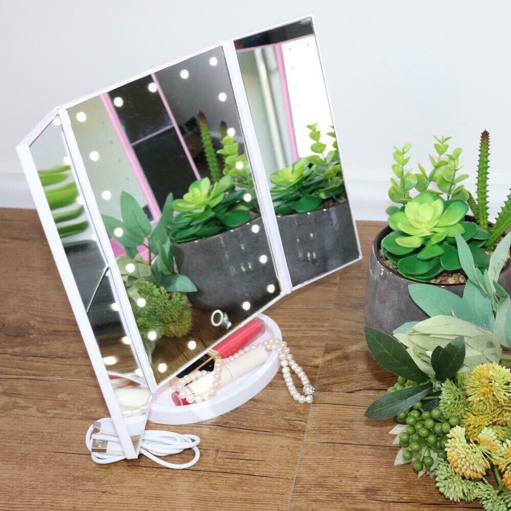 Makeup Mirror With Light Touch Screen Dimmable Lights up Vanity Cosmetic Trifold