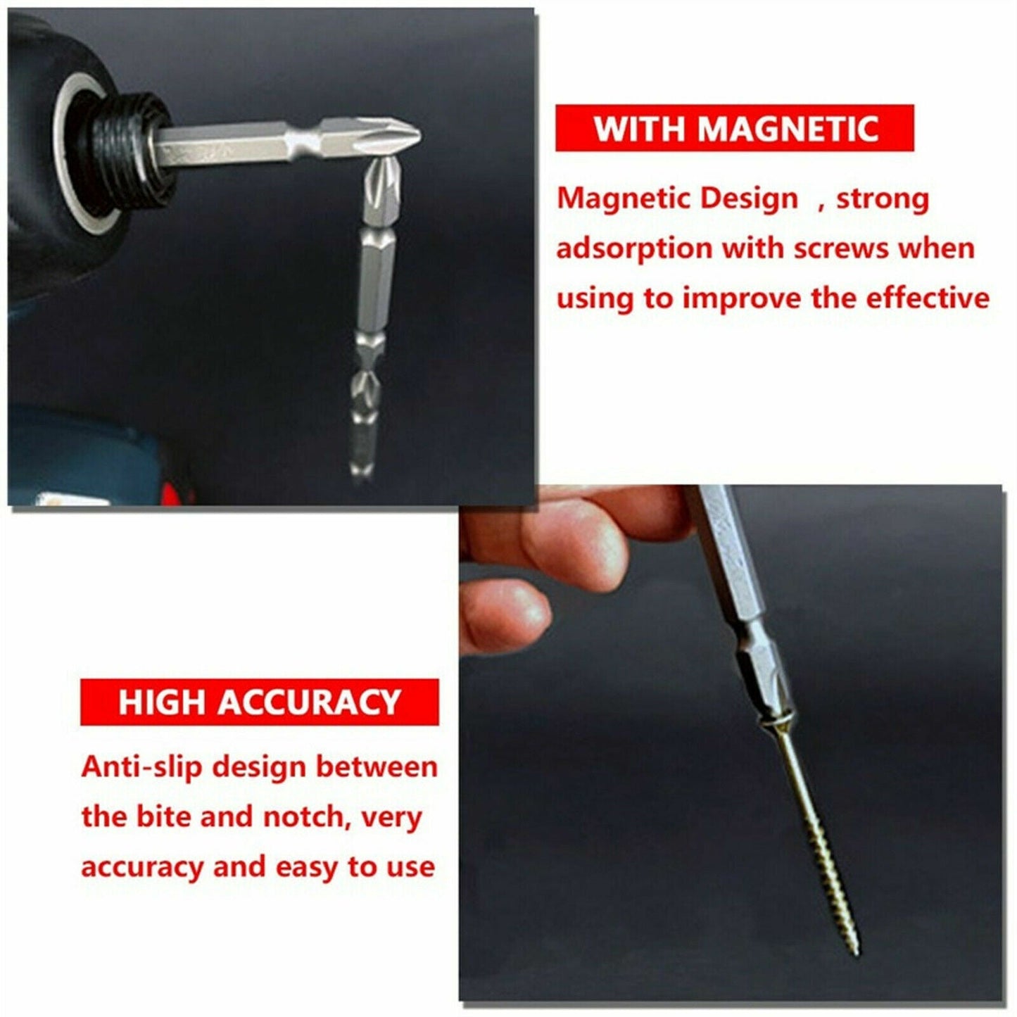 3-Piece Hex Shank Magnetic Screwdriver Extension Socket Drill Bit Holder 6.35MM