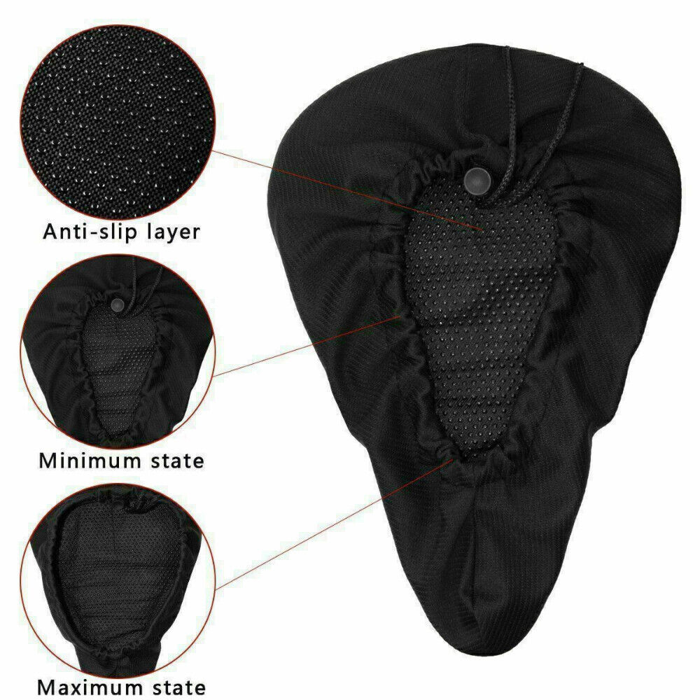 3D Bike Seat Cover Silicone Thick Comfort Gel Cycling Bicycle Saddle Cushion Pad