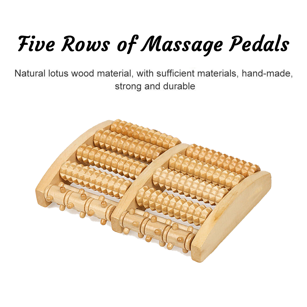 LARGE Wooden Foot Pain Massager 5 Roller Care Reflexology Relax Stress Relief Ne