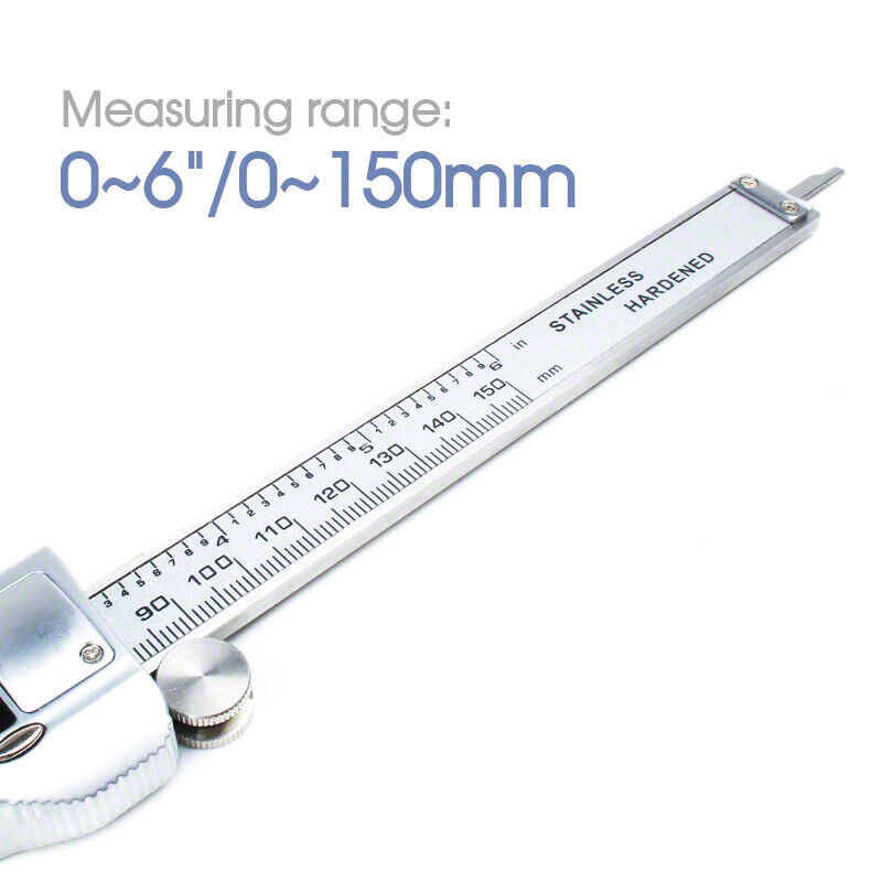 Stainless Steel Electronic Digital LCD Vernier Caliper Micrometer New 150mm 6''