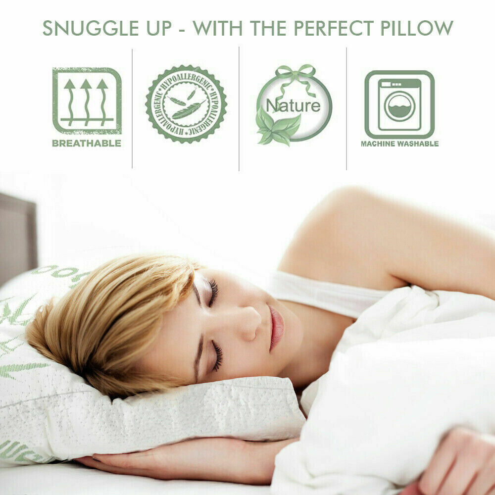 Luxury Bamboo Memory Foam Pillow Soft Fabric Fibre Cover Case 70x40cm OZ