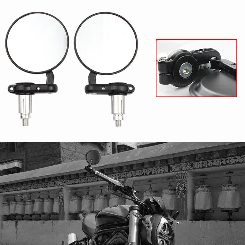 Set 2PCS Universal Motorcycle Handle Bar End Mirrors Motorbike Side Rear View