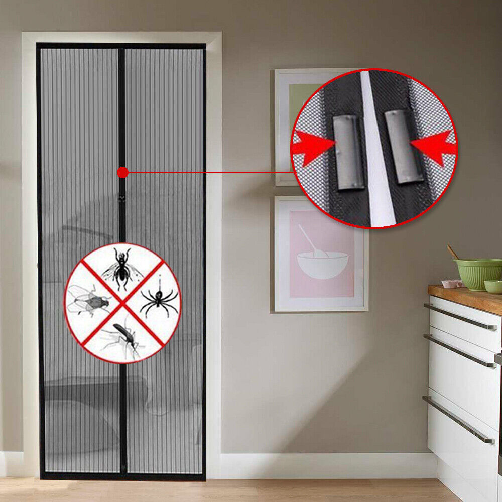 Mesh Door Curtain Magnetic Snap Fly Bug Insect Mosquito Screen Patio Net Guard