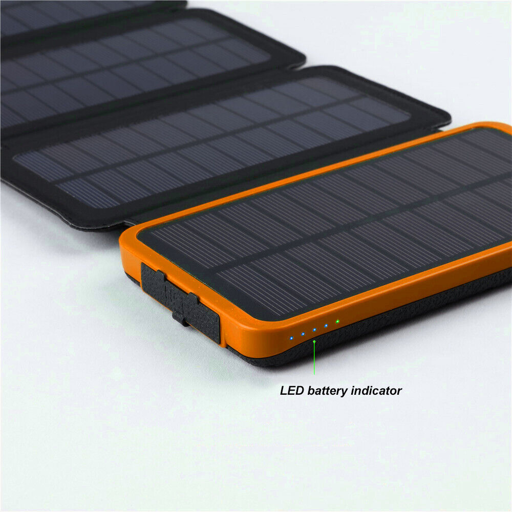 Waterproof Portable Solar Charger Dual USB External Battery Power Bank 300000mAh