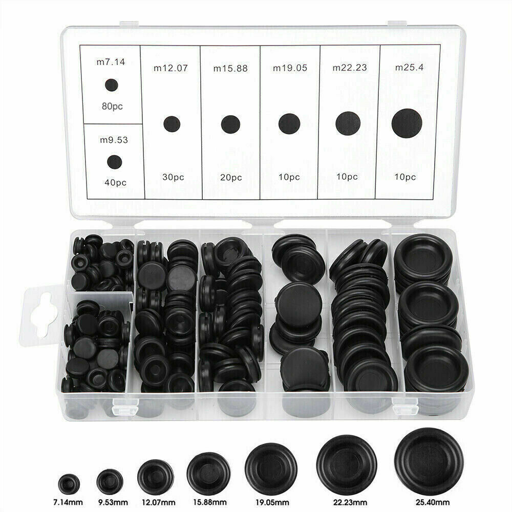 Auto Rubber Grommet Assortment 200 Pcs Set Fastener Kit Blanking 7 Popular Sizes