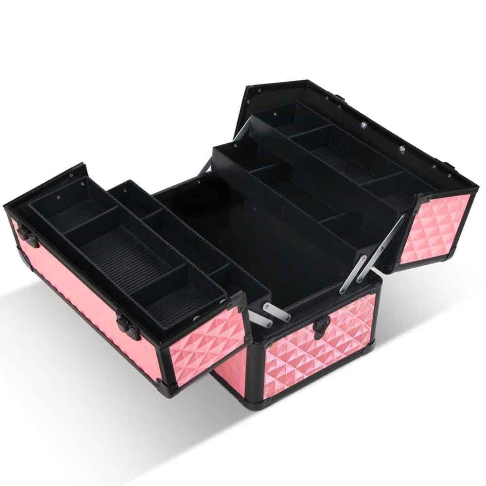 Portable Cosmetic Beauty Makeup Case Carry Bag Organiser Box Diamond AU Stock