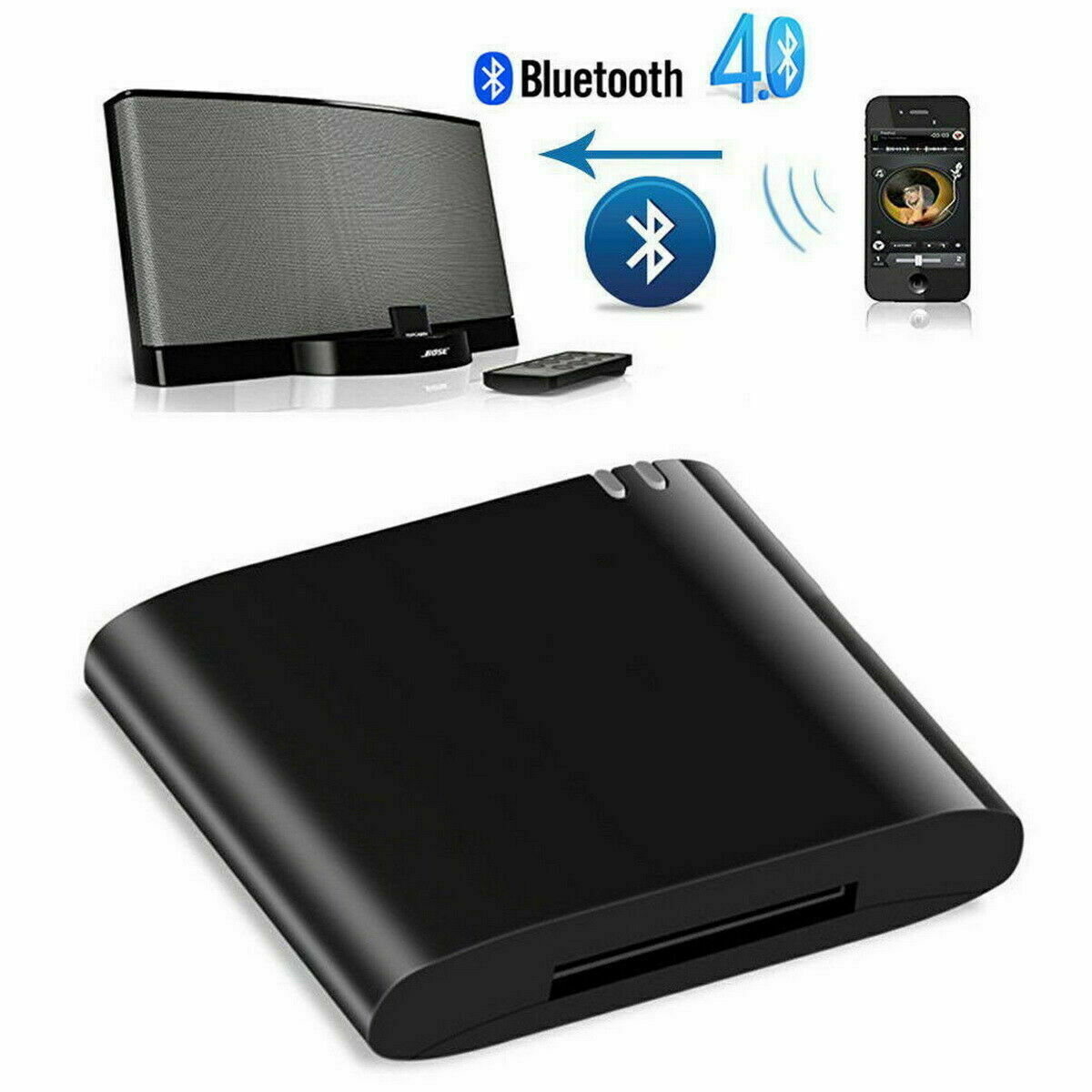 Bluetooth 4.1 Music Audio Adapter Receiver 30 Pin Dock Speaker for iPod iPhone