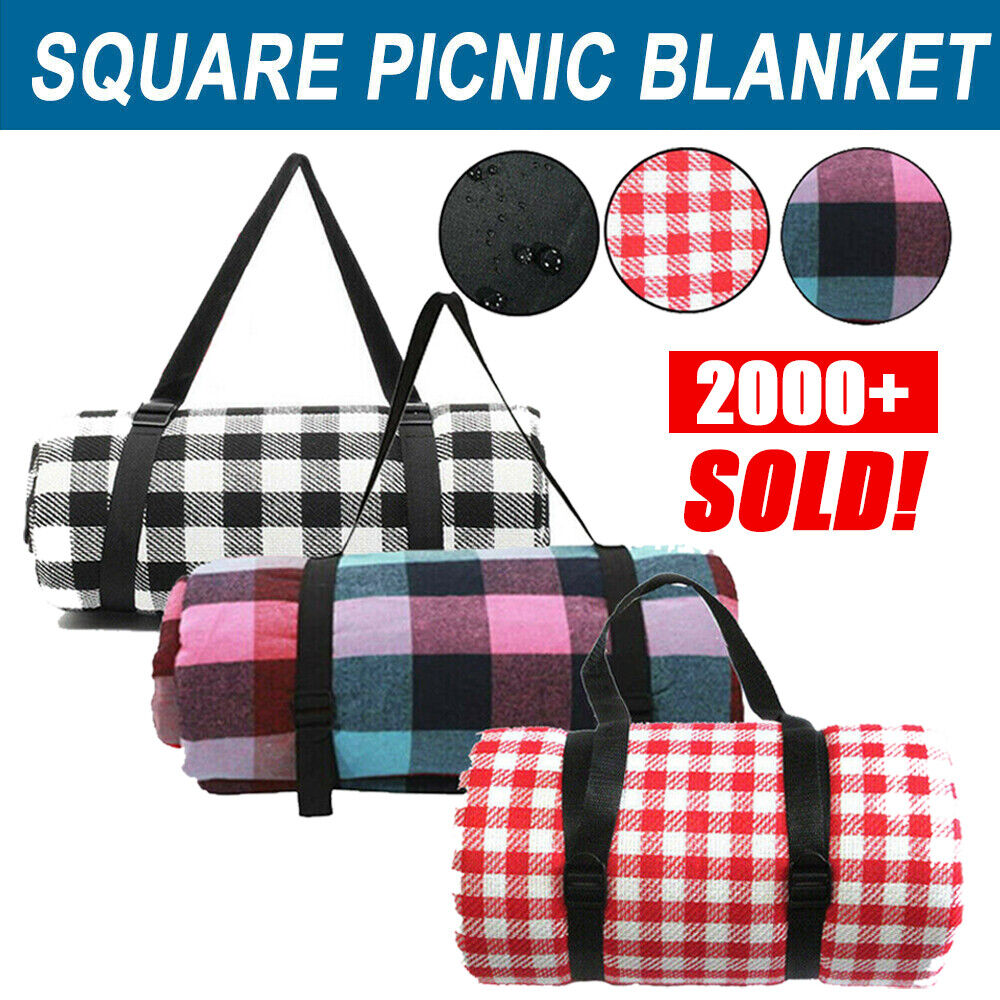 Large Picnic Blanket Premium Cashmere RED Rug Waterproof Mat Outdoor 200X200cm