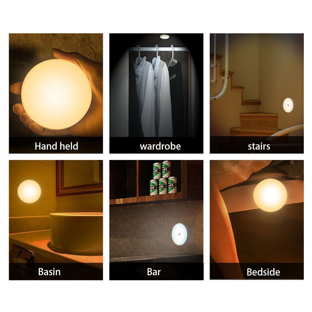 Motion Sensor LED Night Light Rechargeable USB Induction Lamp WallMount