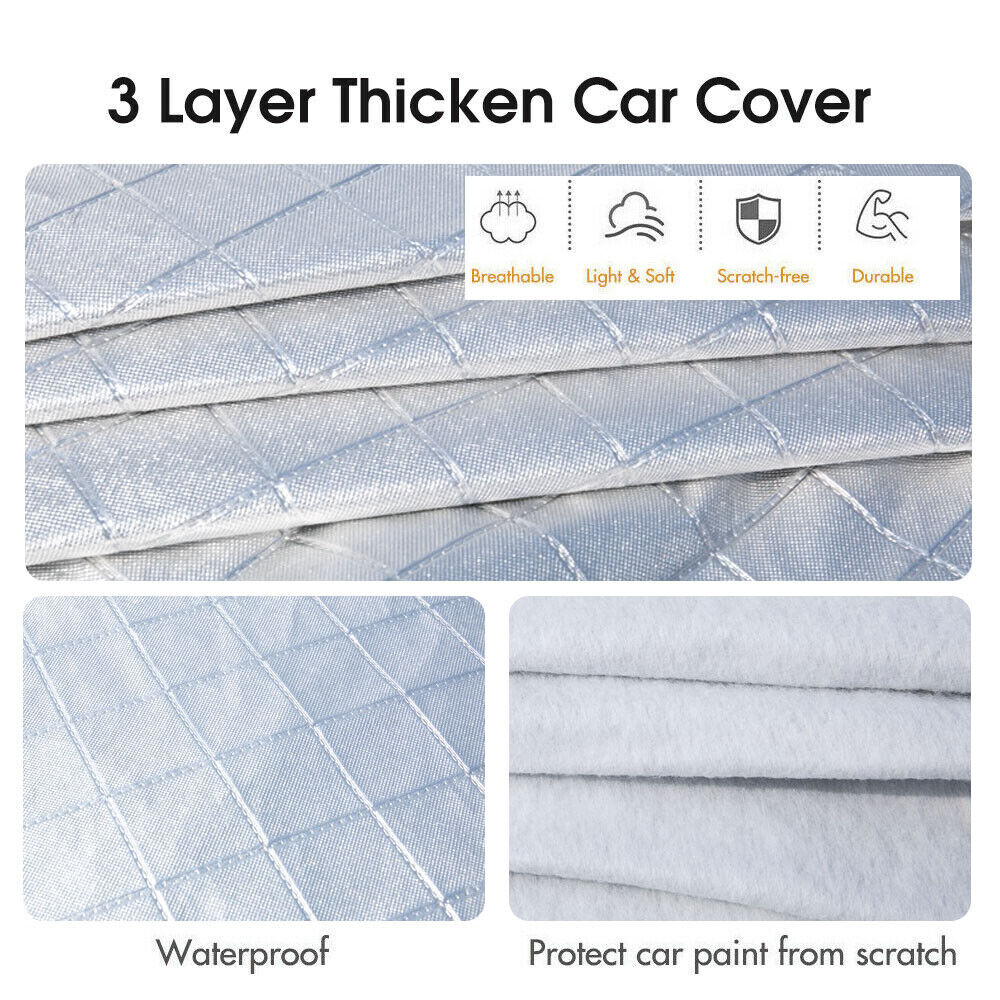 3XXL 3Layer Aluminiu Waterproof Outdoor Car Cover Double Thick Rain UV Resistant