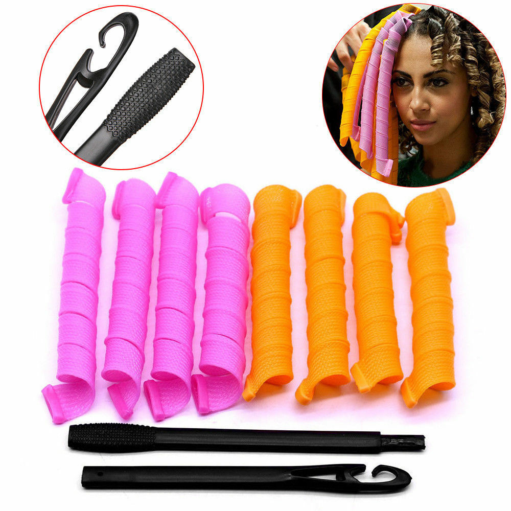 40Pcs 50cm No Heat Hair Curlers Rollers Formers Curl Leverage Spiral Ringlets AU