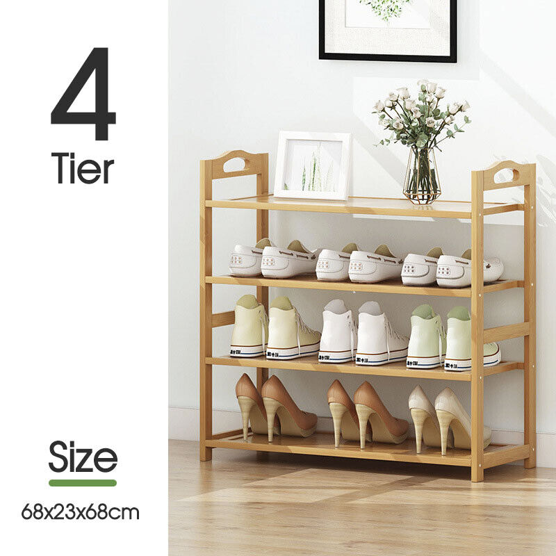 3 4 5 6 Tier Layer Shoe Rack Bamboo Wooden Shelf Stand Storage Organizer