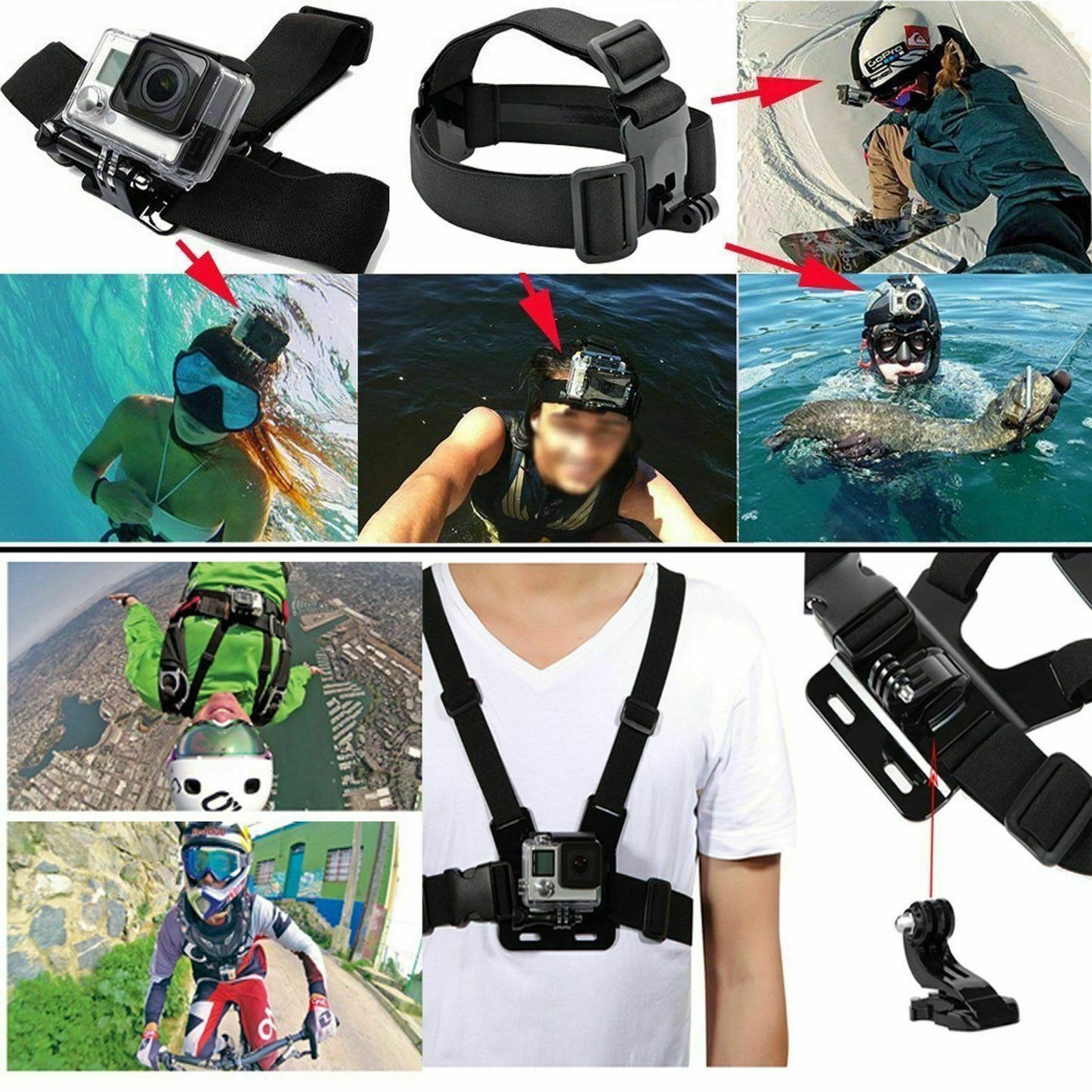 216 pcs Accessories Pack Case Chest Head Floating Monopod GoPro Hero 8 7 6 5 4